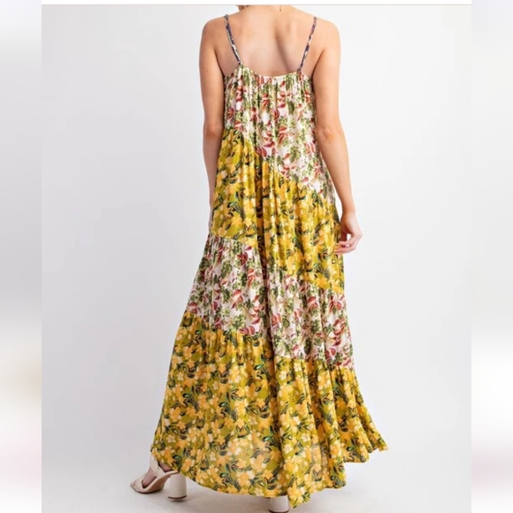 Easel NWTs Honey Printed Color Block Maxi Dress - Picture 3 of 5